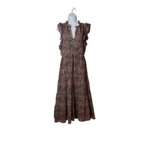 BB Dakota By Steve Madden Women’s Chiffon Midi Dress Black Ditsy Floral Medium